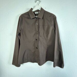 Chico's Womens Brown Button-Up Casual Jacket Size 1 Rayon Blend Lightweight